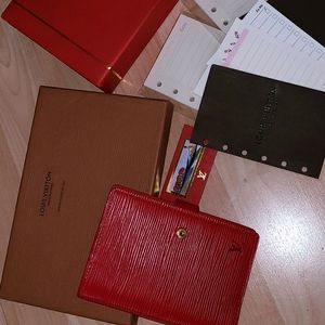 Louis Vuitton Red Epi Leather PM Agenda Bundle